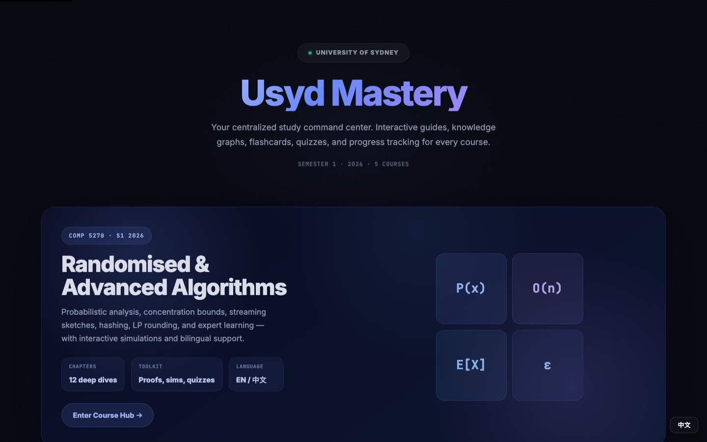 Usyd Mastery course portal